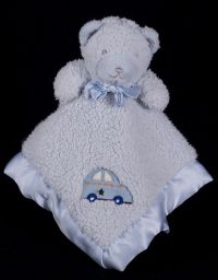 Tiddliwinks Teddy Bear w/ Blue Car Fleece Baby Rattle Plush Lovey Security